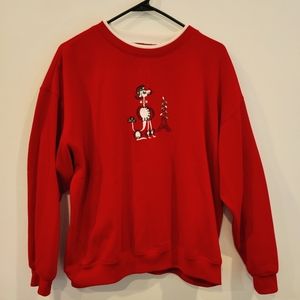 Vintage Embroidered Poodle Paris Christmas Crewneck Sweatshirt